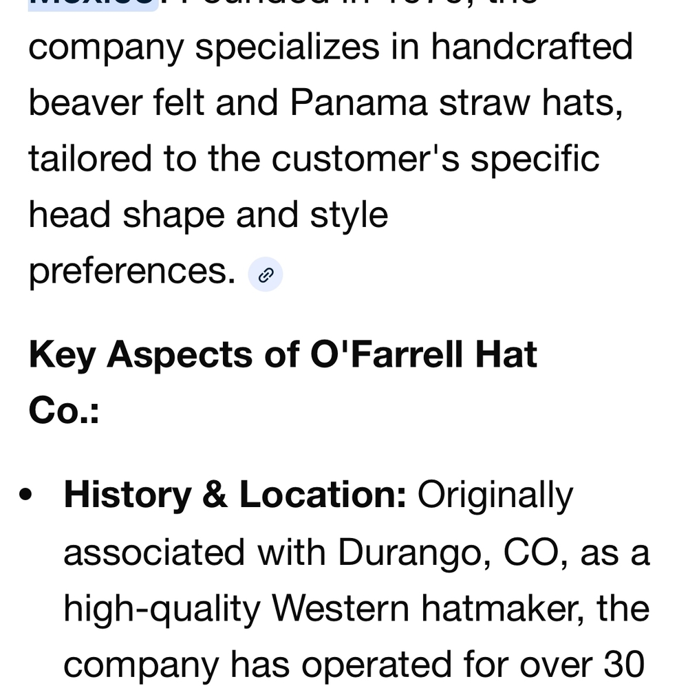 O'Farrell Brown Cowboy Hat with Black Braided Band, Size Small, 6.5-7 - Picture 11 of 13